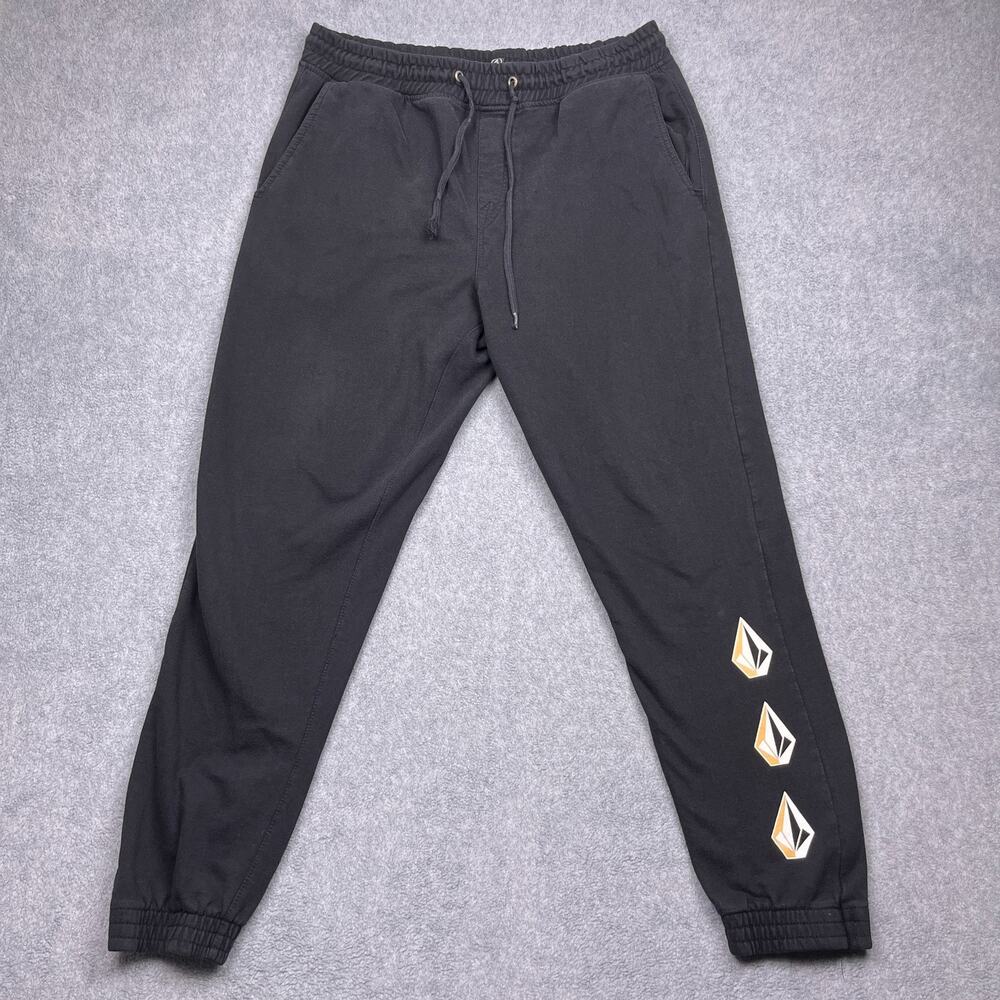 volcom blaquedout sweatpants black jogger tapered xl